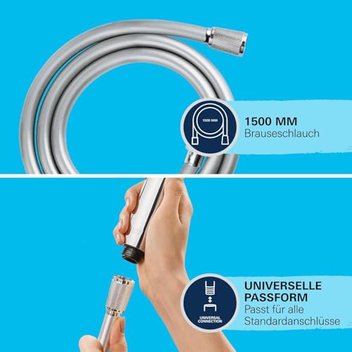 GROHE Vitalioflex Trend - Brauseschlauch (1500 mm, hitzebeständig, knickfest, universaler Anschluss), chrom, 28741002