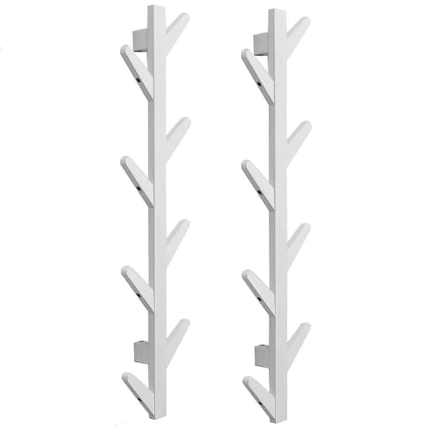 Porte-manteau de porte pour gagner de la place, patère murale arbre blanche 8 crochets