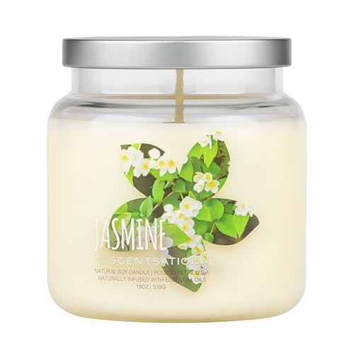 Scentsational Jasmine Candle – Large 19 Oz Hand-Poured Soy Candle