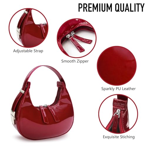 Bolso de hombro pequeño para mujer rojo estilo Y2K miniatura 5