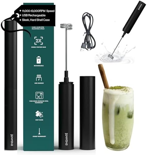 ENSANTE Ultra Fast Electric Milk Frother Wand, 13,000RPM Immersio...