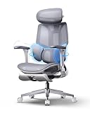 Hbada E3 Air Edition 2026 Sedia da ufficio ergonomica, Sedia telelavoro in rete, supporto lombare 3 zone, regolazione peso auto, poggiatesta, braccioli 4D, inclinazione 140°, bianco, poggiapiedi