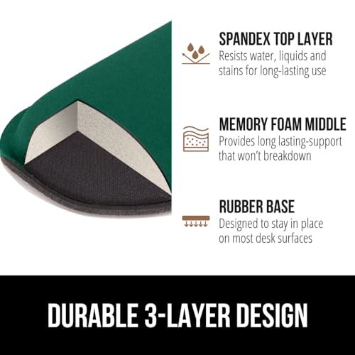 Image of GORILLA GRIP Silky Gel Memory Foam Wrist Rest for Computer Keyboard, Mouse, Ergonomic Design for Typing Pain Relief, Desk Pads Support Hand, Arm, Mousepad Rests, Stain Resistant, 2 Piece, Hunter Green