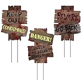 Halloween Decorations Outdoor Beware Yard Signs, 3 Pieces 12' x 9' Large Size Scary Zombie Theme Creepy Assorted Beware Warning Sign, Haunted Houses Decoration Props