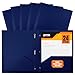 Better Office Products Blue Plastic 2 Pocket Folders with Prongs, Heavyweight, Letter Size Poly Folders, 24 Pack, with 3 Metal Prongs Fastener Clips, Blue