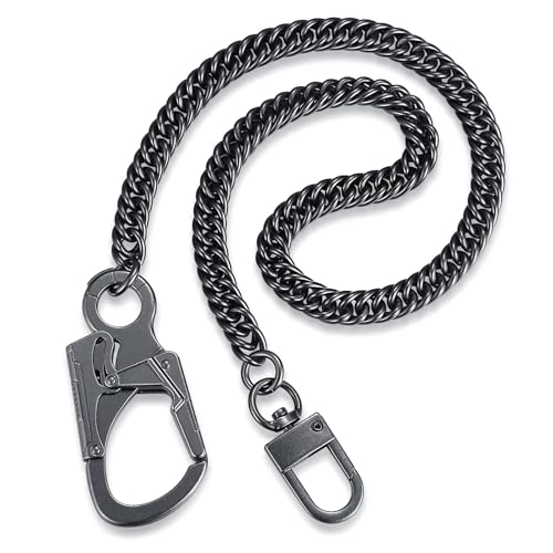 Ahiller Wallet Chain, 25''Heavy Duty Biker Wallet Chains for Men, Anti Lost Keychain,Belt,Pocket Jean Pant Chain for Keys(BK-Gunmetal-1P)