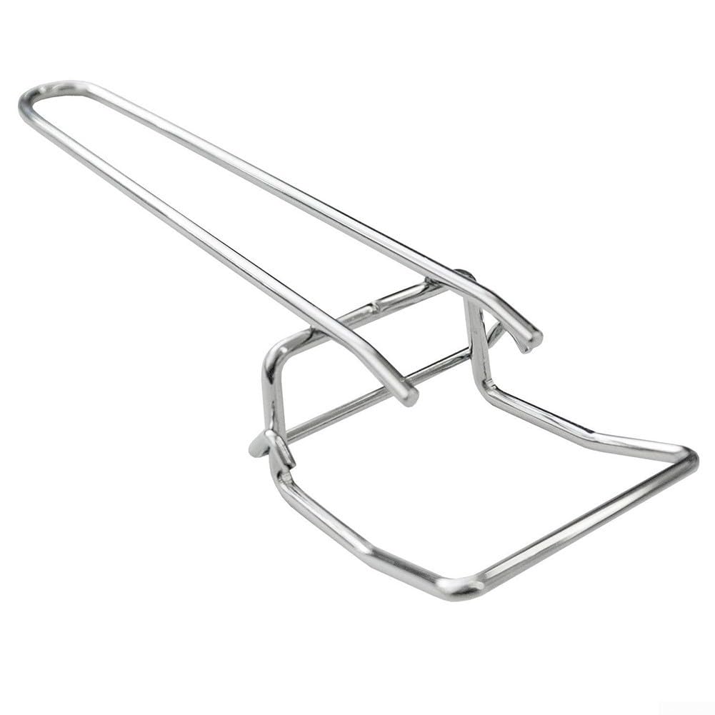 Robuster Grillrostheber aus Edelstahl mit abnehmbarem Griff für sichere Handhabung von heißen Grillplatten auf Holzkohlegrills und Outdooröfen silber