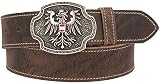 Trachtenkönig Trachtengürtel Herren Damen Adler Österreich zur Lederhose Echtleder Kürzbar Dunkel Braun TK08_01_90