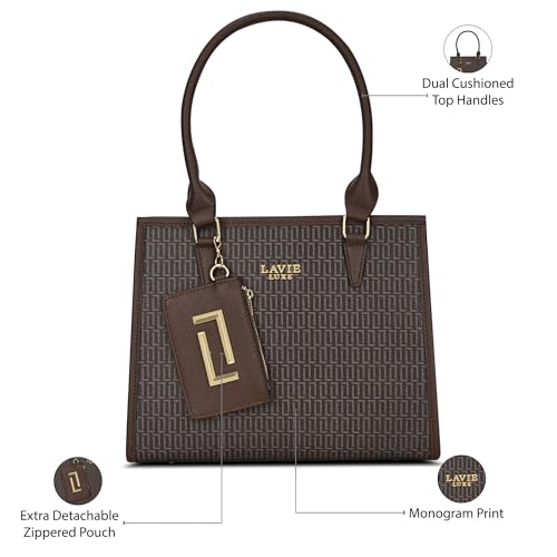 Image of Lavie Luxe Women's Monogram Quad26 Medium Tote Handbag | Tote Bag For Work | Ladies purse | Stylish Shoulder Bag | Gift For Women