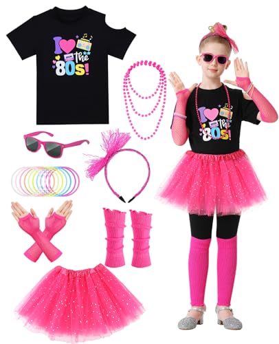 VVHAITUO 80s Costumes for Kids, 80s Costume for Girl, 80s Outfits for Girls Kids, for Cosplay 1980s Party for Girls