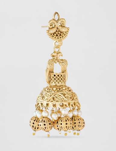 Image of Rubans Jhumka Earrings Gold Plated Stylish Traditional Trendy Jewellery Gift for Women & Girls