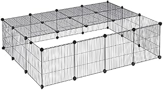 EUGAD rabbit run guinea pig run hamster playpen bunny puppy enclosure exercise fence with roof diy black 22 Panels (35x35cm/panel) 147 x 111 x 37 cm 0012WL