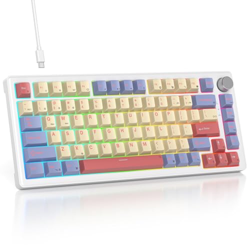 SbocKeeb 75% Mechanical Keyboard Gasket with Knob, Custom Wired Creamy Gaming Keyboard TKL 75...
