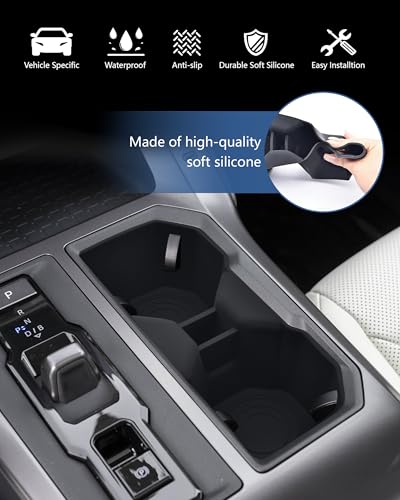 Image of Cup Holder Inserts for Toyota RAV4 2026 Accessorie (LE /SE /XLE /Woodland /XSE) | Non-Slip Silicone Center Console Protector Organizer to Prevent Spills & Scratches, Easy to Clean