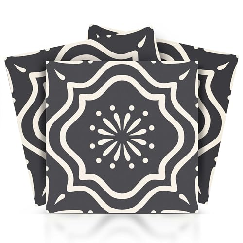 Mi Alma Peel and Stick Tile Stickers 24 PC Set HIGH Definition Printing That is Waterproof, Heat Resistant - Super Easy to Clean Tile Decals Bathroom & Kitchen Vinyl Wall Decals (4x4 Inch, Grey Star)