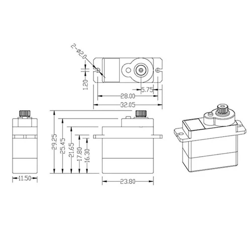 KM0940MD Digitaler Metall-Servo-Eisenkern, wasserdicht, 13 g, Ruderlenkung für RC-Flugzeuge, feste Flügel, DIY (4 Stück KM0940MD)