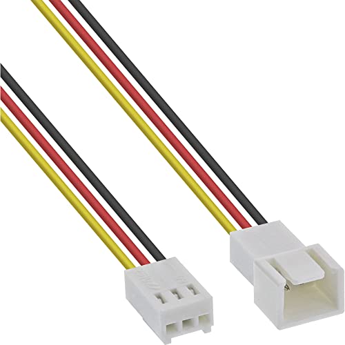InLine Cable alargador de 3 polos Molex macho a hembra con transmisión de señal de velocímetro para PC, carcasa de ventilador, 1 m, 33328N