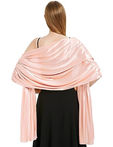 Heekpek Bufanda Elegante de Satén Grande, Chal Brillante para Vestidos de Fiesta, Estola para Ceremonias y Bodas