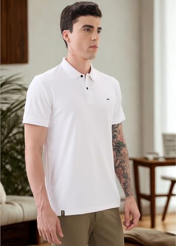Image of Nostrum Cotton Half Sleeve T-Shirt for Men Boys, Regular Fit, Cherry, Stylish Mens T-Shirts, Polo T Shirt for Man, Collar T Shirts for Men
