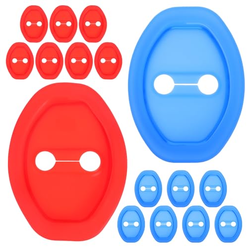Fundas de silicona para pestillo de puerta de coche ABOOFAN anticolisión en azul y rojo, 16 uds