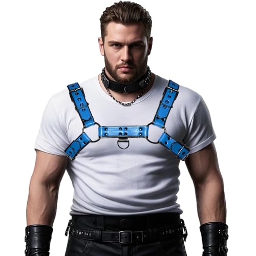 Mens Harness PU Leather Suspenders Shoulder Belt Adjustable 3color