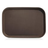 New Star Foodservice 24883 Non-Slip Tray, Plastic, Rubber Lined, Rectangular, 10 by 14-Inch, Brown