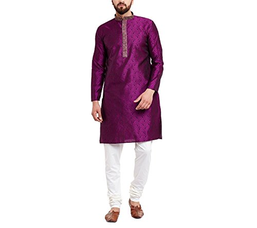 Pijama de seda bordado Kurta Royal Jacquard de lujo con hilos de alta calidad 2