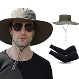Sombrero sol Hombre,con Mangas para Brazos UV,Gorra de Pescador Hombre,Gorra Pesca Transpirable Multiusos con...
