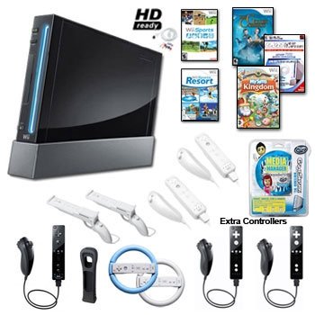 Nintendo Wii Black Holiday Family Bundle with Remote Plus, Games, ...