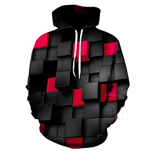 Sweat à capuche enfant 3D cube rouge avec poche de 4 à 16 ans