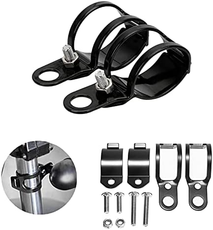 Anki HappiGo ANKIA 1 Pair Universal Metal Motorcycle Turn Signal Indicator Light Bulb Lamp Mounting Brackets Clamp Holder Support for 30-45mm Front Fork Accessories (Turn Signal Brackets-Black)