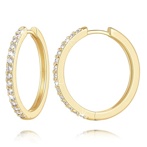 14K Gold Earrings for Women Gold Hoop Earrings for Women Dainty Hoop Earring for Womens Sleek Chic Womens Hoops Earring (25mm)