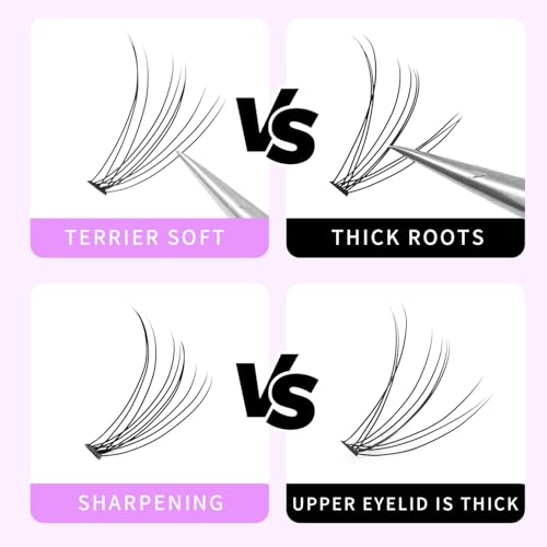 BODERMINCER 10D 60pcs Black Handmade False Eyelashes Natural Long Individual Eyelashes Extension Fake Lashes Makeup Beauty Cosmetic (20mm)