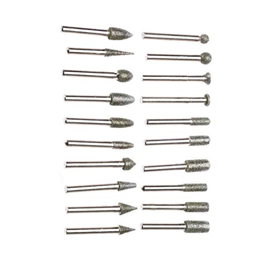 Image of DIY Crafts 30 Pieces Rotary Tool Bits - Diamond Tipped Deburring and Engraving Set - For a Range of Surfaces in a Variety of Sizes (Shape No # 2, Diamond Burr)