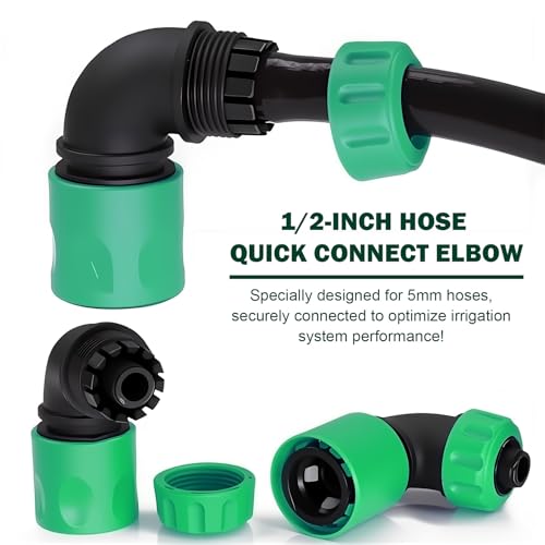 Meemion 2pcs Gartenschlauch Schnellkupplung Winkeladapter 1/2 Zoll,90 Grad Gartenschlauch Verbinder,Grad Schlauchkupplung Anschlüsse,für Autowasch Rasenflächen Gartenbewässerung
