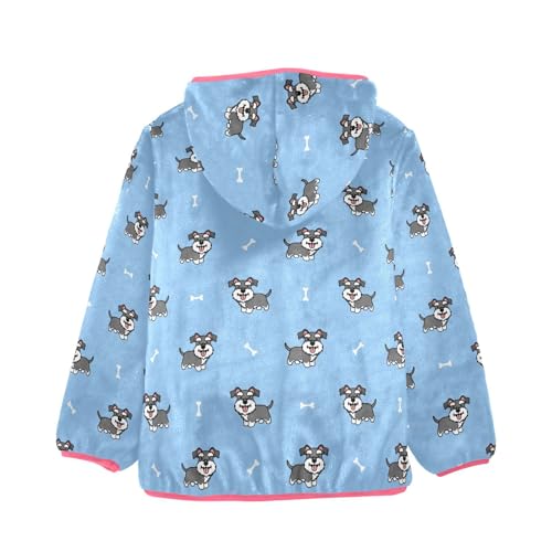 Schnauzer Dog Toddler Fleece Jacket Baby Girls Hooded Zipper Long Sleeve Thick Warm Outerwear 3-10 Years2