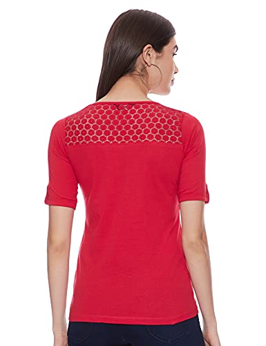 Image of Max Women's Lace Insert Round Neck Regular Fit Top