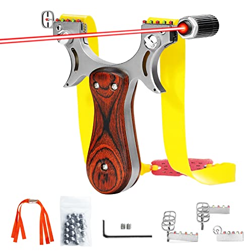 Zipzootow Slingshot, Professional SlingShots Set, High Velocity Powerful slingshots for Hunting, Adult Outdoor Slingshot, Stainless Steel Catapult Slingshot with 3 Rubber Bands