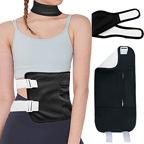 Nbdib 2 Pack Castor Oil Pack Wrap Waist And Neck Castor Oil Packs For Liver Detox Reusable Castor Oil Pack Kit With Adjustable Strap For Thyroid, Black (Oil Not Included) #TOP10
