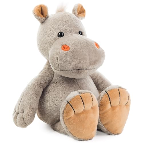 Plüsch Nilpferd „Lola“ – Schaffer 5752 - Kuscheltier Nilpferd weich & flauschig - Stofftier für Babys & Kinder ab 0 Jahren – waschbar - Größe L - 33 cm - grau