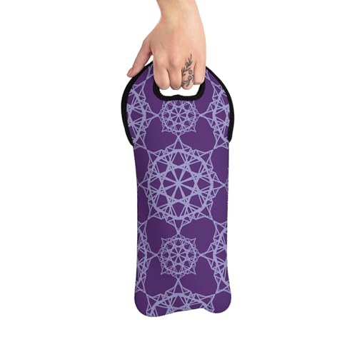 Wine Tote Bag Intricate Geometric Pattern in Purple and Lilac Hues2