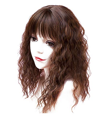 Extension cheveux bouclés frange femme marron clair 45cm volume expert