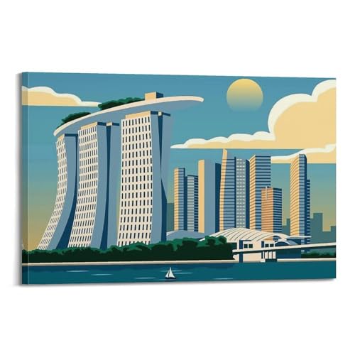 Poster paysage Singapour Marina Bay pour créer une ambiance moderne et épurée