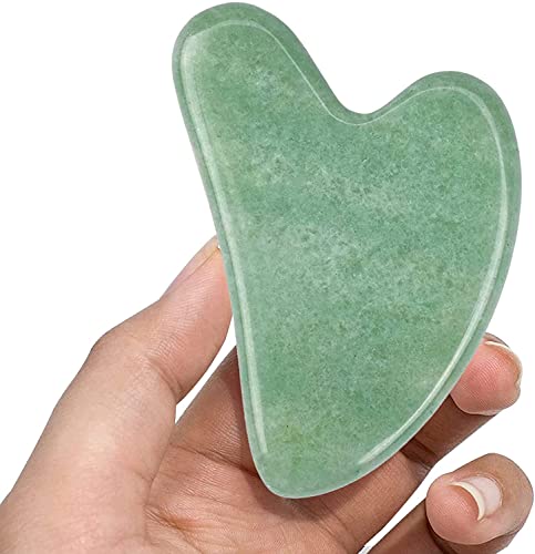 ideayard Aventurin Gua Sha Stein Massagewerkzeug 100% Natürliches Jadestein Gesichtspflegewerkzeug (Grün) Cover