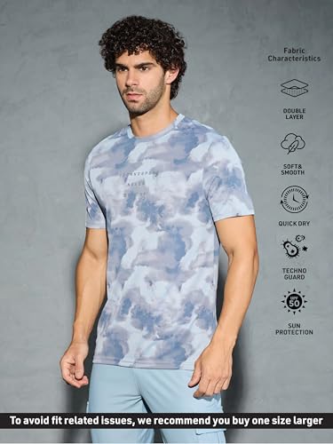 Image of TECHNOSPORT Men's Regular Fit Half Sleeve Crew Neck T-Shirt, TECHNOCOOL+ Quick Dry Moisture Wicking Stretchable Sports Gym and Casual Wear
