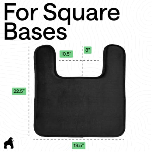 Image of GORILLA GRIP Thick Memory Foam Toilet Rug for Bathroom, Square Shaped Washable, Soft Absorbent Velvet Topside Floor Mats, Machine Wash, Cushioned Luxury Rugs for Bath Room, 22.5x19.5, Black