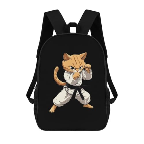 Mochila brasileña Jiu Jitsu con gato luchador para hombres y mujeres, mochila para laptop de 17 pulgadas, mochila de viaje y senderismo