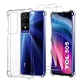 JDXHFF Cover Compatibile con TCL 505 (6.75") Trasparente e 2 Pezzi Pellicola Protettiva in Vetro Temperato - Bumper Custodia Morbido Silicone Protettivo TPU Case Clear
