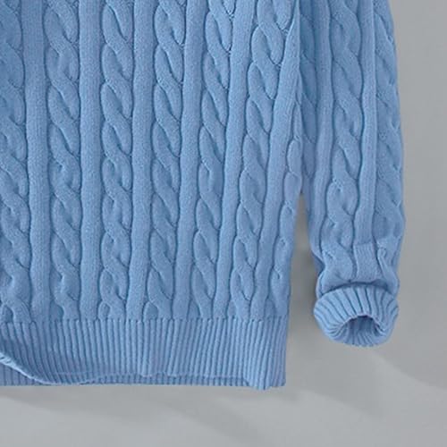 Maiyifu-GJ Men's Quarter Zip Sweater Cable Knit Sweater Mock Neck Polo Sweater Casual Pullover Sweater4