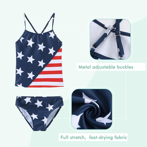 Image of Girls Two Piece Tankini Swimsuits Rainbow Striped Bathing Suit Swim Suit